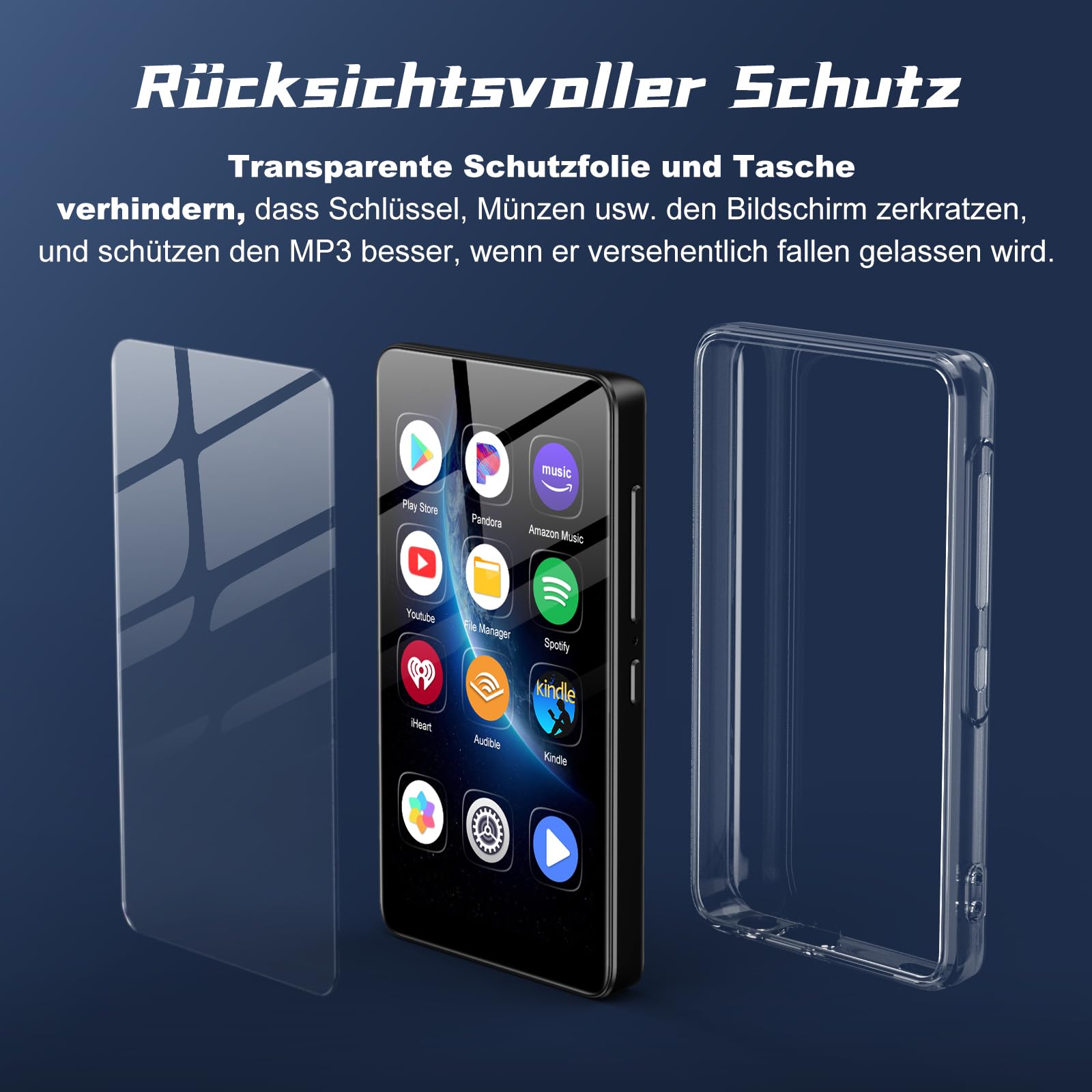Diofox M9 160GB MP3 Player mit Bluetooth und WLAN, Android 13, 4,02 Zoll | MP3 Player mit Lautsprecher, Play Store, Spotify, Amazon Music, Deezer, FM Radio, HiFi Klang, 2000mAh, Tragbarer Musikplayer