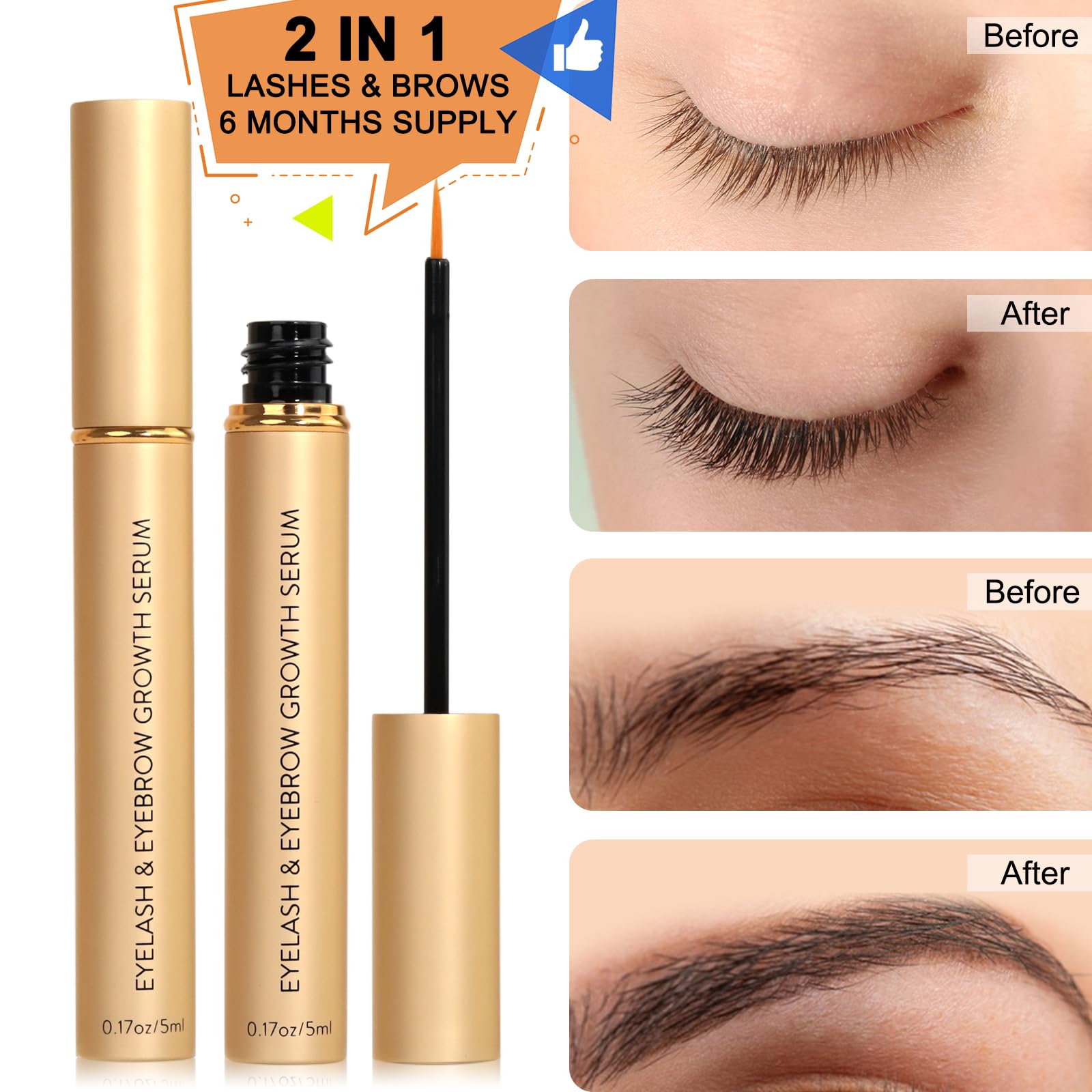 LZM Lash Serum for Growth and Thickness Eyebrow & Eyelash Serum for Longer Thicker, Healthier Lashes Rapid Growth (5ml) - Image 4