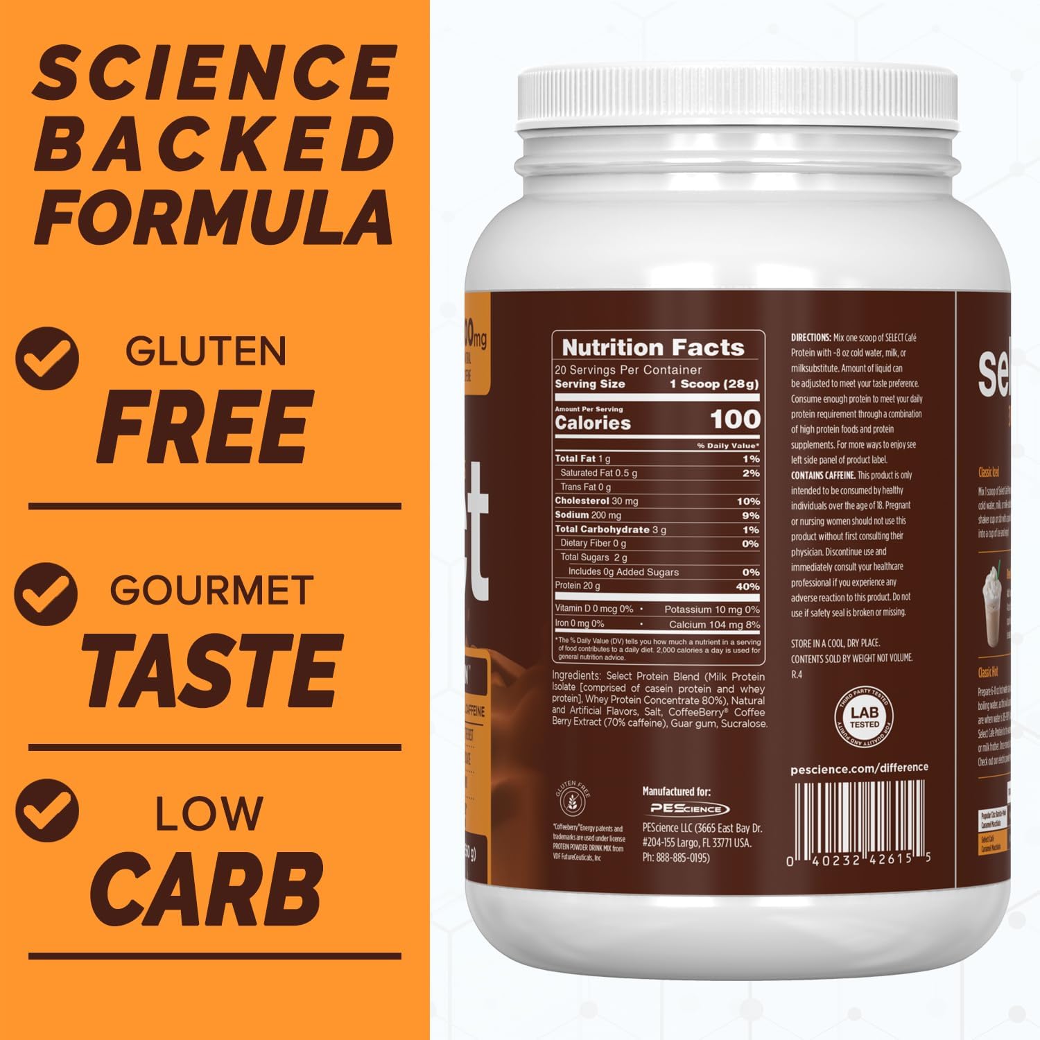 PEScience Select Cafe Protein Coffee Flavored Powder, Caramel Macchiato, 100mg Caffeine, 20g Iced Protein Coffee Powder or Creamer, 20 Servings - Image 5