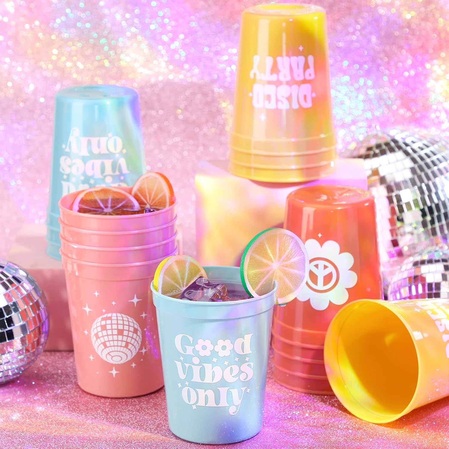 Norme 16 Pcs Groovy Retro Bachelorette Party Decorations Cups 16 oz Reusable Hippie Boho Party Plastic Cup 70s Bridal Shower Bulk Dazed and Engaged Bachelorette Drinking Drinkware Supplies Favor - Image 2