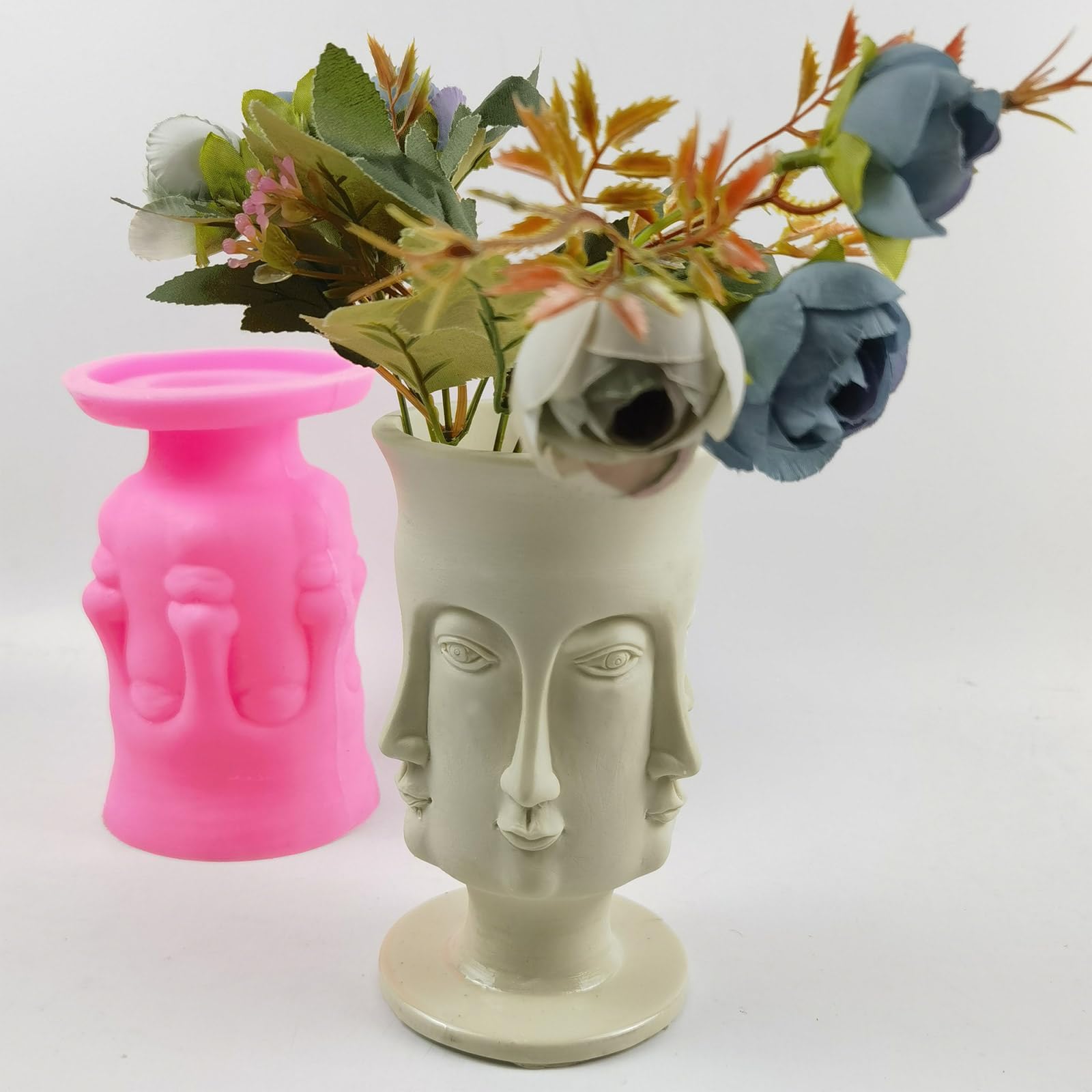 Stampi per vasi per piante in calcestruzzo a forma di volto umano per realizzare a mano giardinaggio stampi in silicone per fioriera