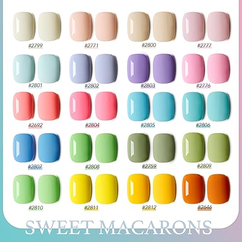 Miniatura 24 de GAOY Juego de 23 esmaltes de uñas de gel, colores otoñales, marrón, rojo, verde, purpurina, kit de uñas de gel de curado con luz UV, capa superior