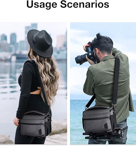 Miniatura 25 de BAGSMART Bolsa pequeña para cámara para fotógrafos, bolsas de hombro compactas para cámaras DSLR/SLR/SLR/sin espejo, funda cruzada impermeable