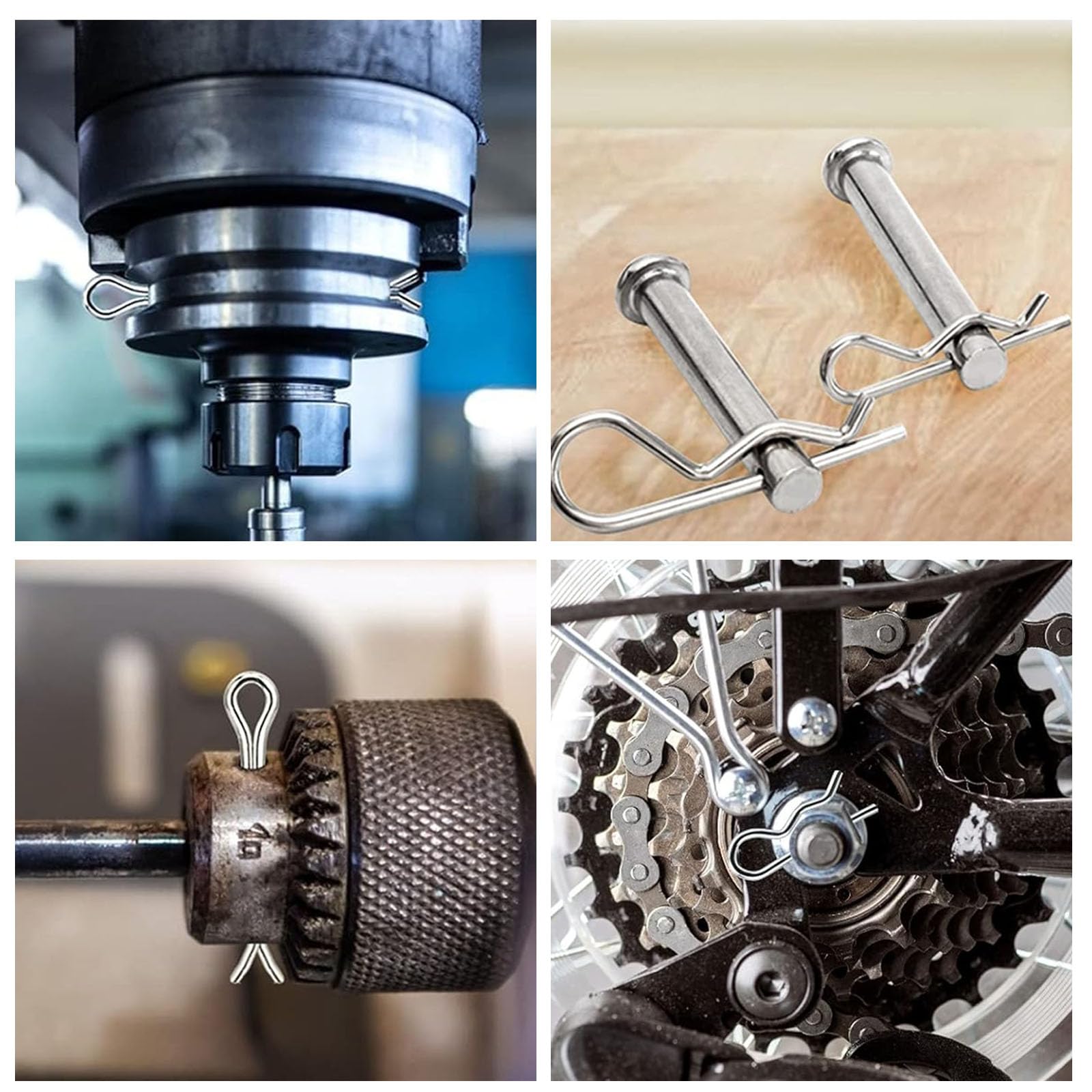 R Clip Perni di Fissaggio,R Clip Coppiglie a Molla,R Coppiglie a molla,Coppiglia R,R Coppiglie Pin,R Perno a Molla in Acciaio Inox,per Automobili,Trattori,Officine,6 misure,100 pezzi