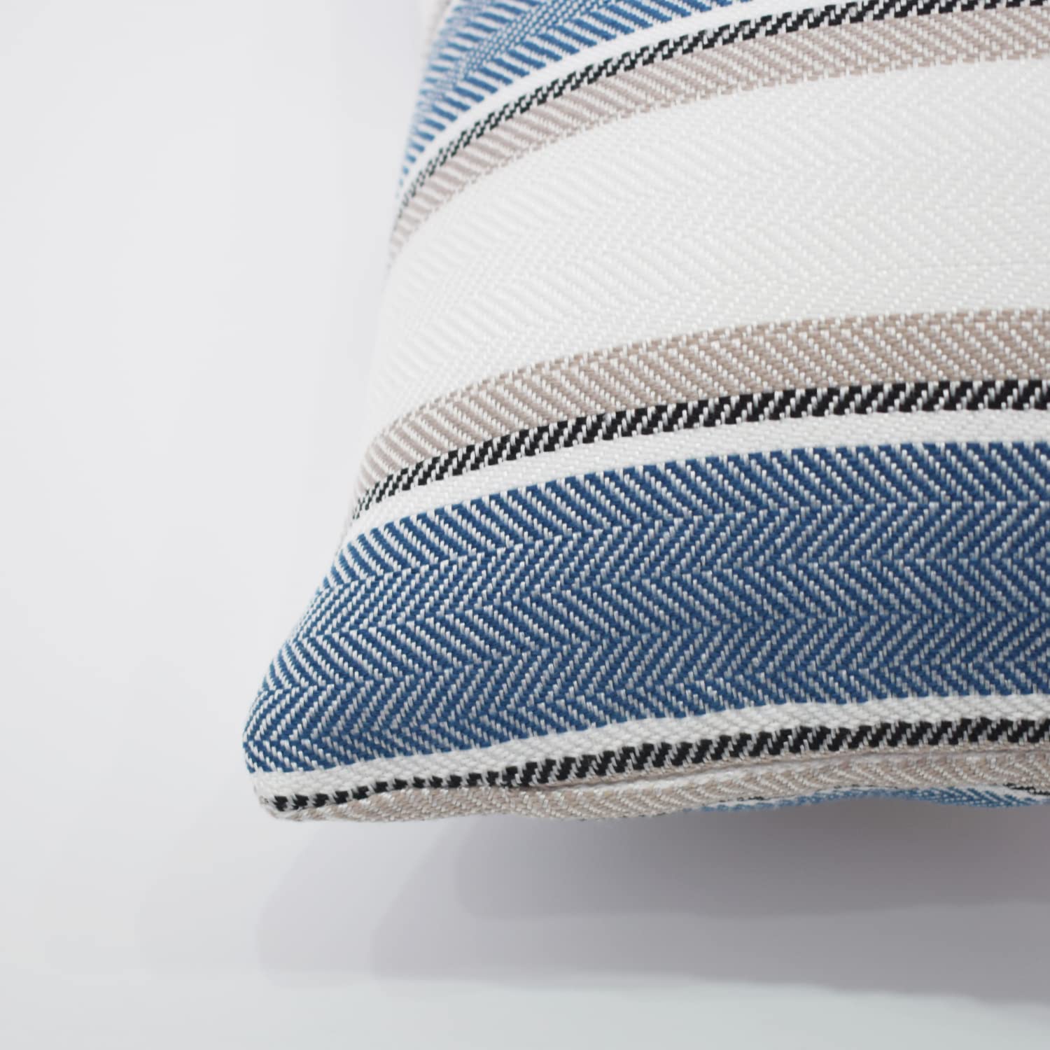 Fundas de almohada cuadradas de lino sintético suave con cremallera oculta para sofá, dormitorio, suelo, azul marino, marrón, negro y blanco, 26 x 26 pulgadas, 2 piezas