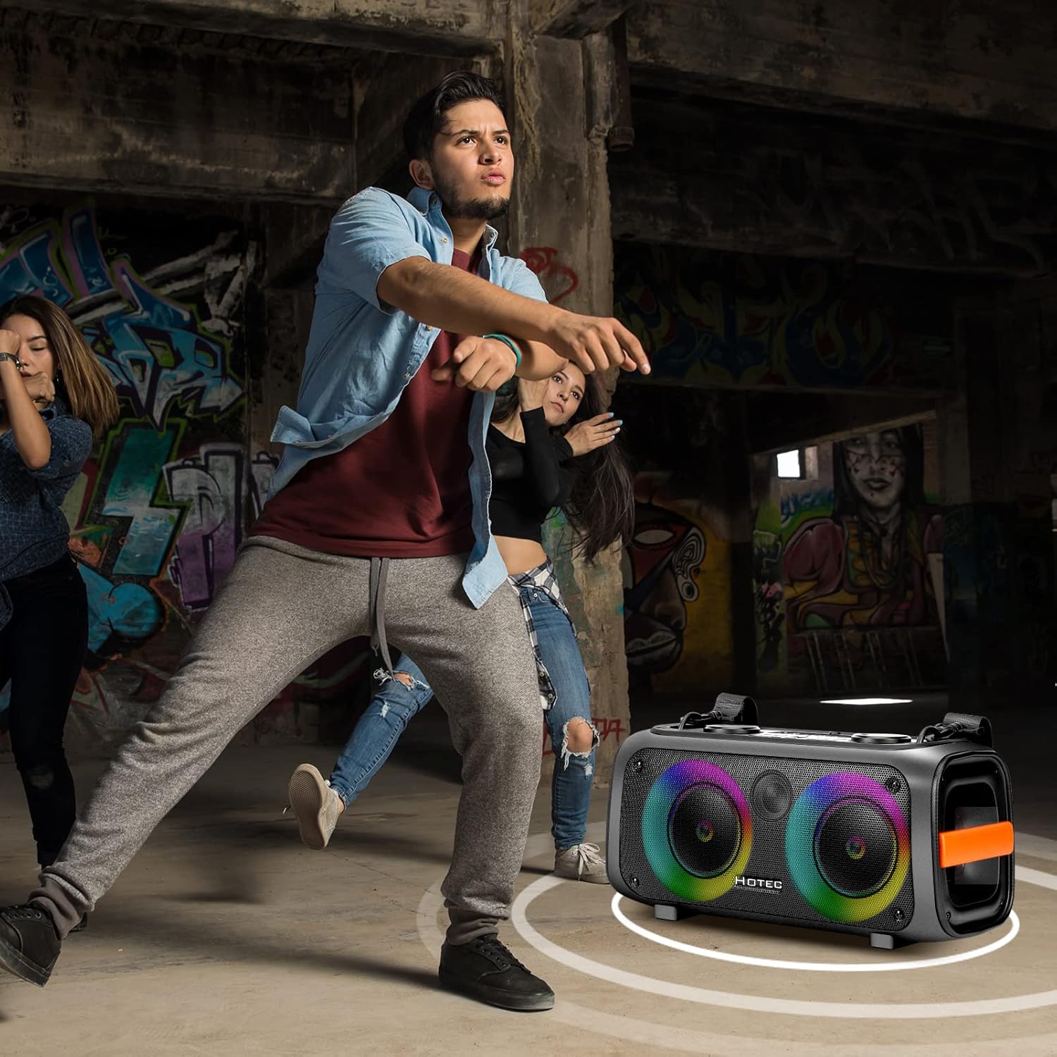 Dimensions of the Hotec Karaoke Machine: 15 inches long, 6.3 inches wide, 7.7 inches high.