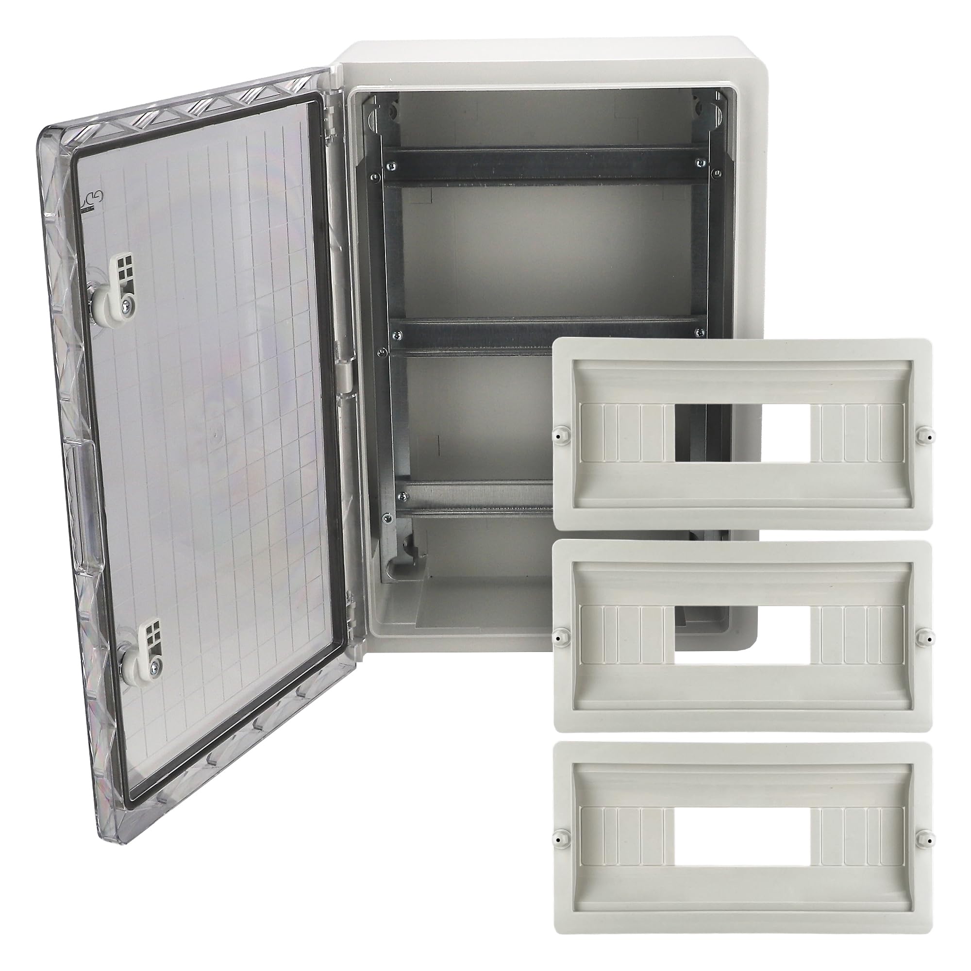 EDO Quadro Elettrico da Parete 350x500x190mm IP65 Con guida DIN TH 14x3 | Scatola di Distribuzione in ABS con Sportello Trasparente e Piastra Zincata-Armadietto per Impianti Elettrici Interno/Esterno