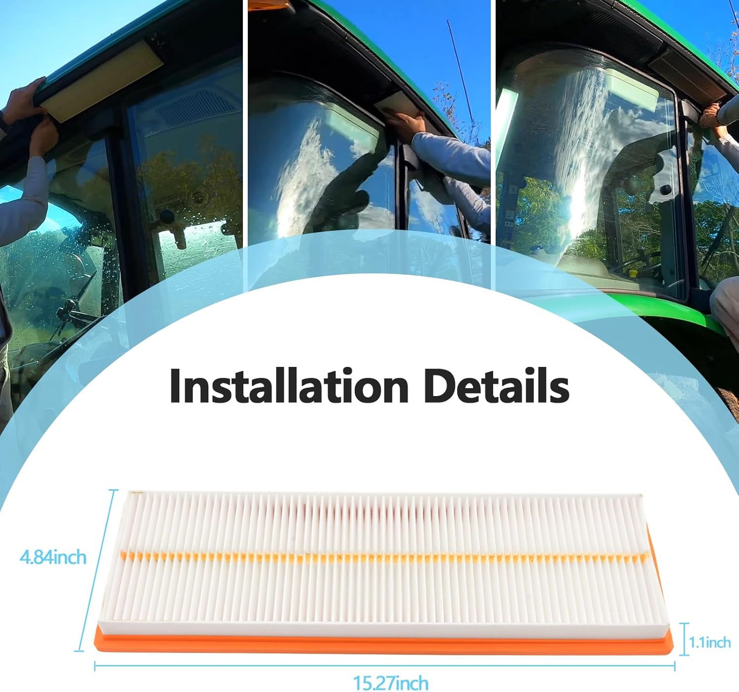 RE198488 Cabin Air Filter 4PCS Compatible with John Deere Tractor 5525 5320 5325 5420 5425 5520 5525 5603 5625 5725 6100D 6110D 6115D 6125D 6130D 6140D 6403 6603 Replaces PA30086 WP10160 RE73220