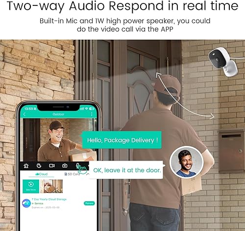 Miniatura 3 de Cámaras 1080P para seguridad en el hogar con visión nocturna, cámaras para exterioresinteriores para bebéancianoperromascota cámara con aplicación