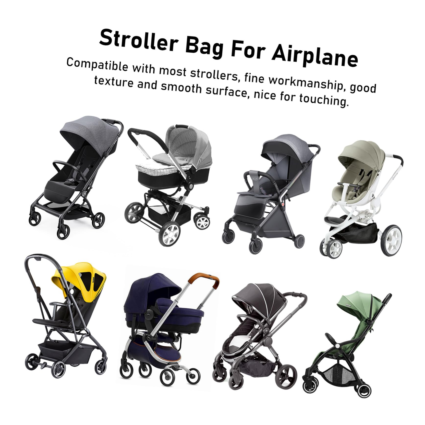 TOYANDONA Borsa da Viaggio per Passeggino Aereo, Nero, in Nylon | Adatta a Molti Passeggini, per Viaggio e Controllo al Gate, Doppie Tracolle, Chiusura Coulisse