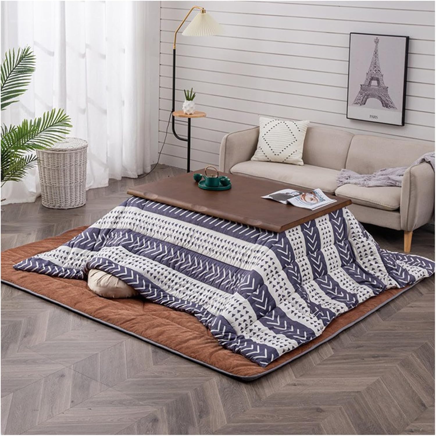 Computer Desk, Vanity Desk, Bedside Tables,Table Set with Table Heater Quilt Carpet Heating Table 4PCS Set Table for Winter Heating for Home Living Office Outdoor, D