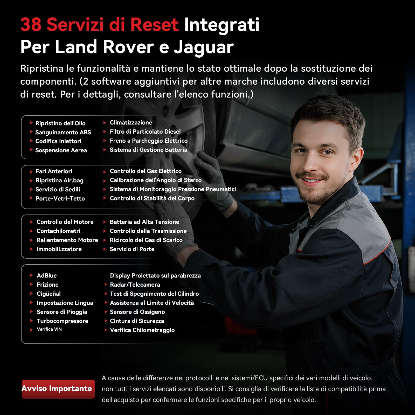 iCarsoft LR V4.0 OBD2 Auto Diagnostica per Land Rover/Jaguar+ 2 Marche Opzionali, Diagnosi Auto Professionale in Italiano Tutti i Sistemi, 37 Servizi, Test Bidirezionale, Auto VIN, Aggiornamento WiFi