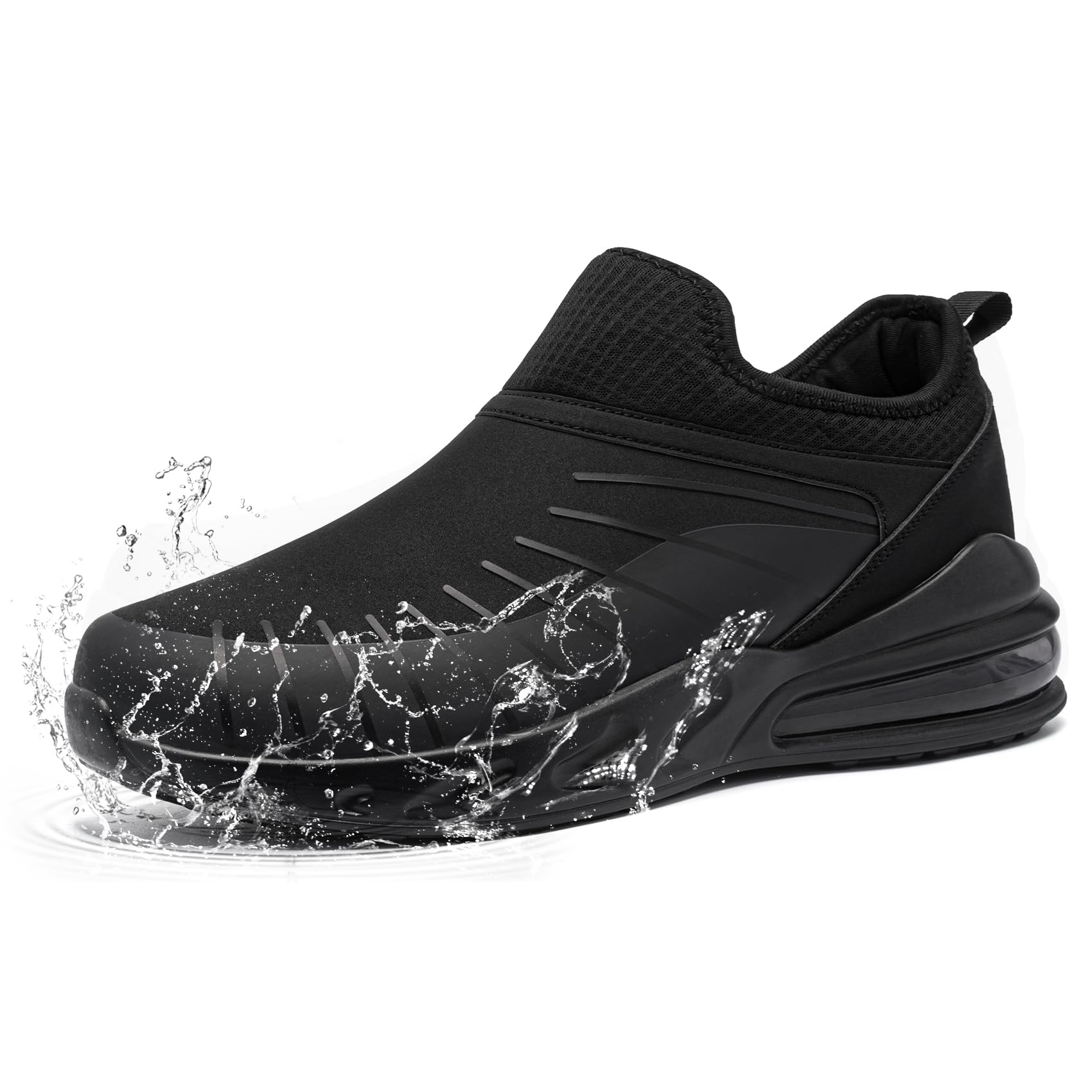 LARNMERN Slip on Trainer Men Women Non Slip Chef Kitchen Work Shoes Slip Resistant Waterproof Nurse Shoes Food Service Shoes Shock Absorbing Walking Shoes