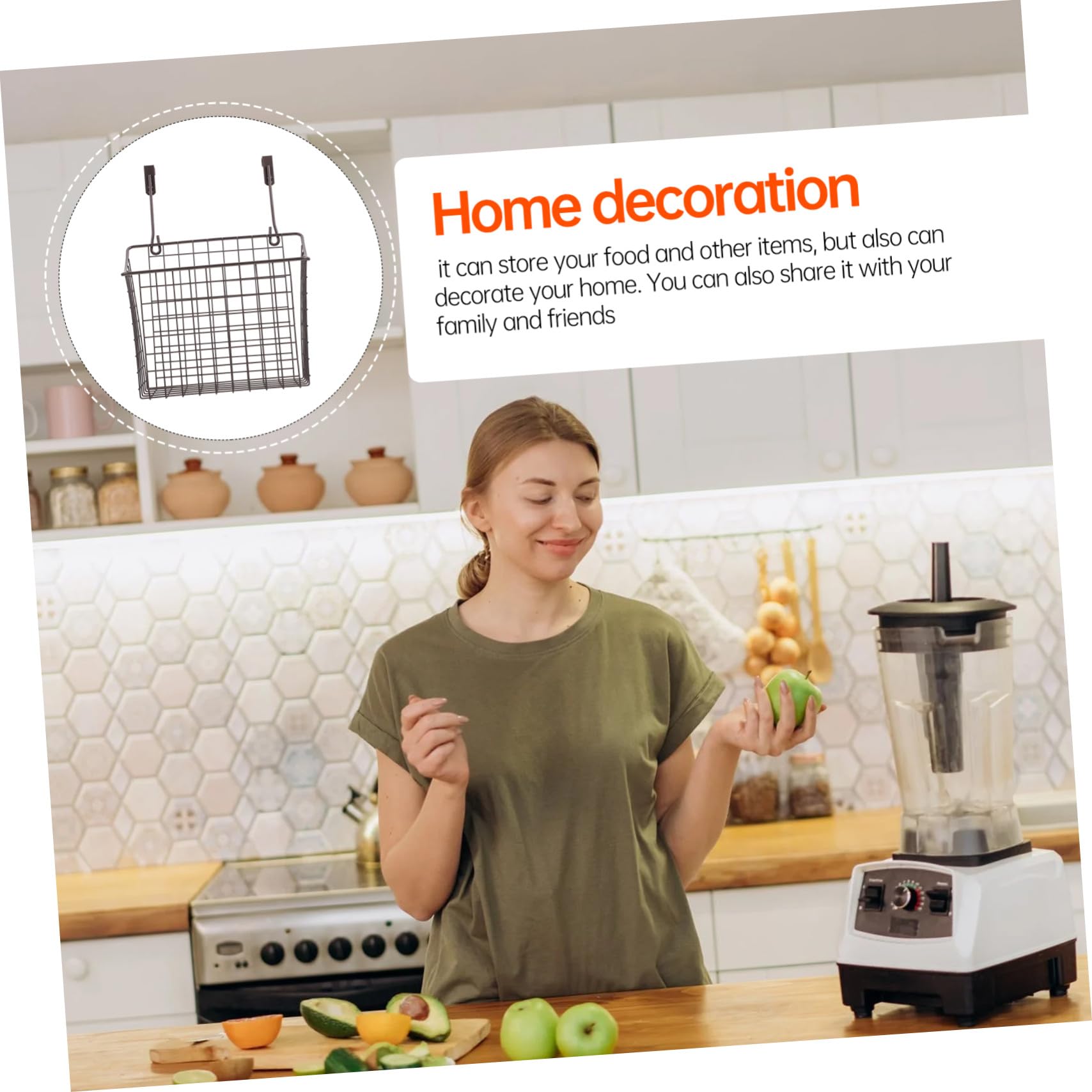POPETPOP Cesta de Almacenamiento Colgante para Cocina en Hierro Negro, Estante Organizador Ahorrador de Espacio Diseño Elegante y Apariencia Simple para Hogar