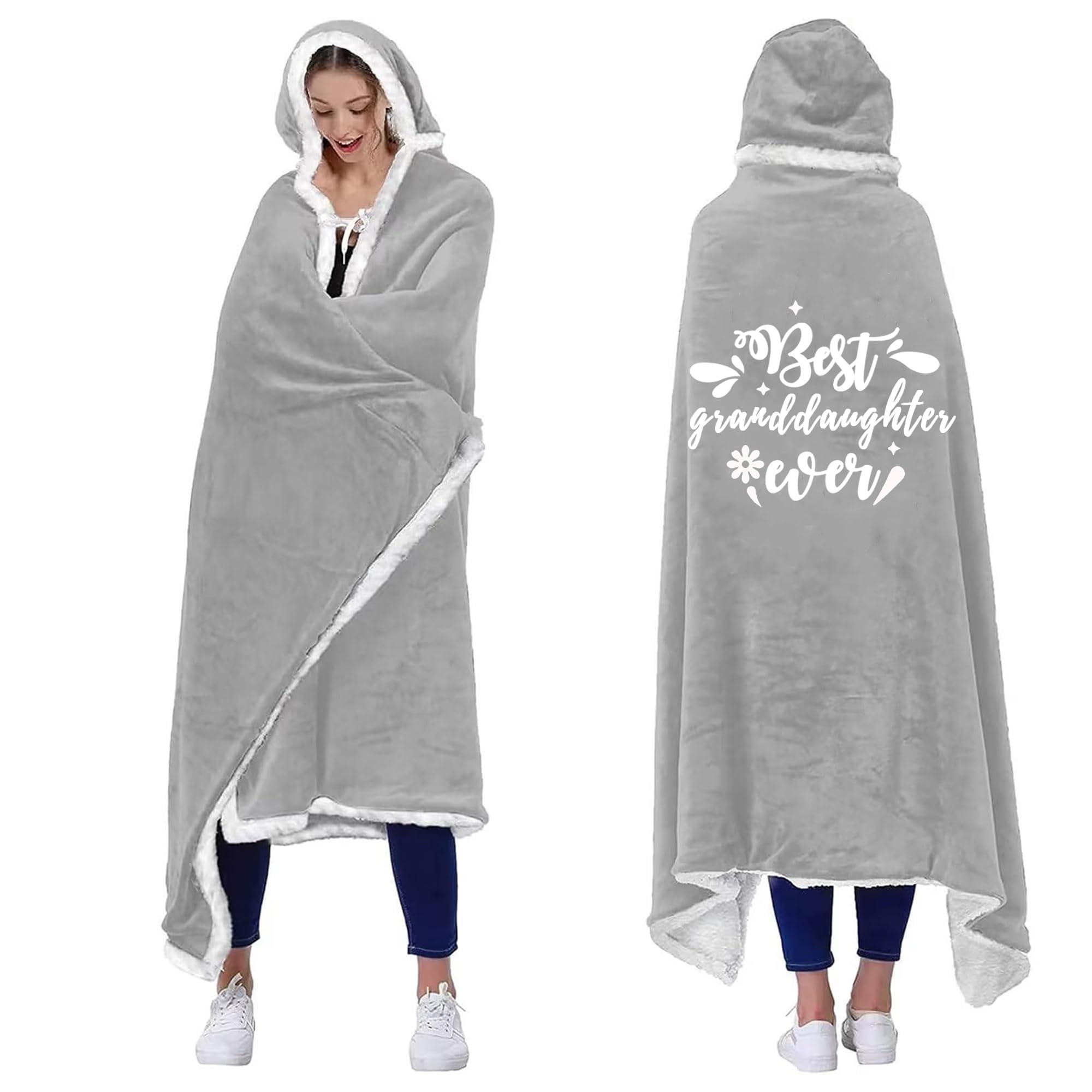 Zqymm Grey Granddaughter Gifts From Grandma, Granddaughter Gifts Blanket, Gifts For Granddaughter, Birthday Anniversary Graduation Gift For Granddaughter From Grandparents, To My Granddaughter Wearable Blanket