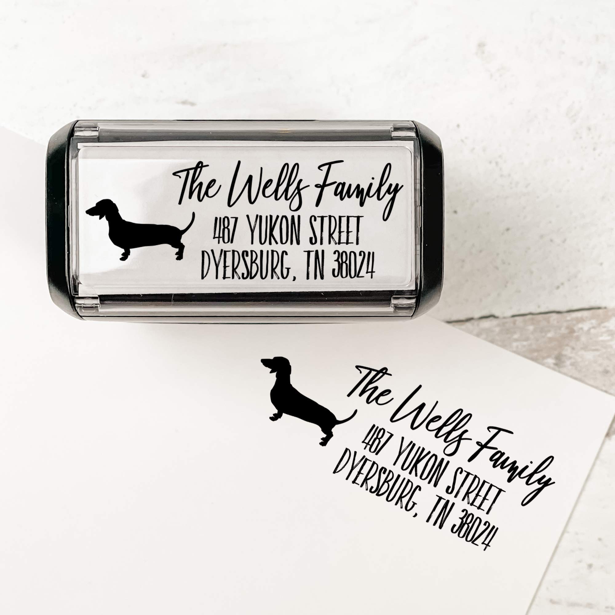 Custom Dog Address Stamp | Choose Dog Breed (Dachshund)