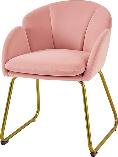 Topeakmart Silla decorativa moderna, estilo floral, de terciopelo, con patas mentales doradas, para sala de estar, dormitorio, oficina en casa, Topeakmart Silla decorativa moderna, estilo floral, de terciopelo, con patas mentales doradas, para sala de estar, dormitorio, oficina en casa,