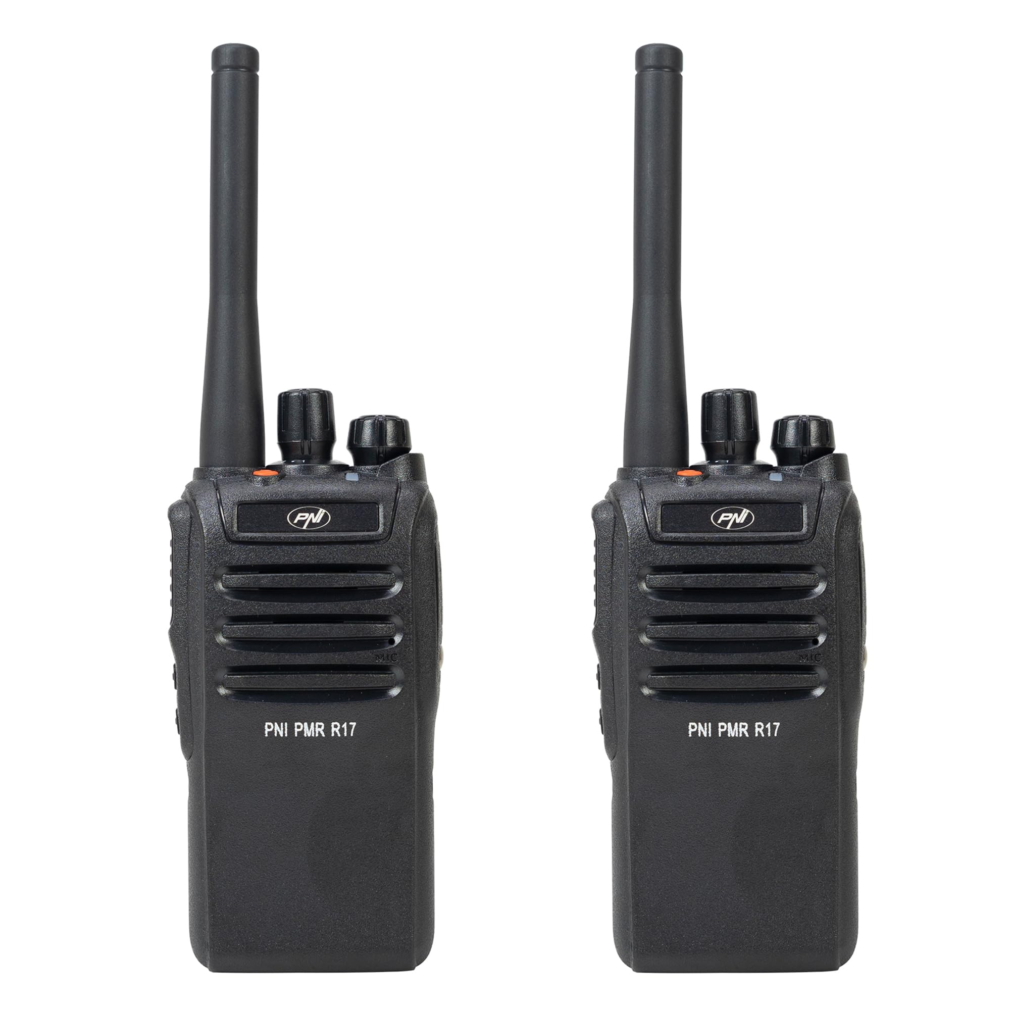 PNI Kit de 2 emisoras de Radio portátiles PMR R17 446 MHz, 0,5 W, 16 Canales PMR y 50 CTCSS y 104 Tonos DCS, programable, Ion de Litio 2200 mAh, IP68