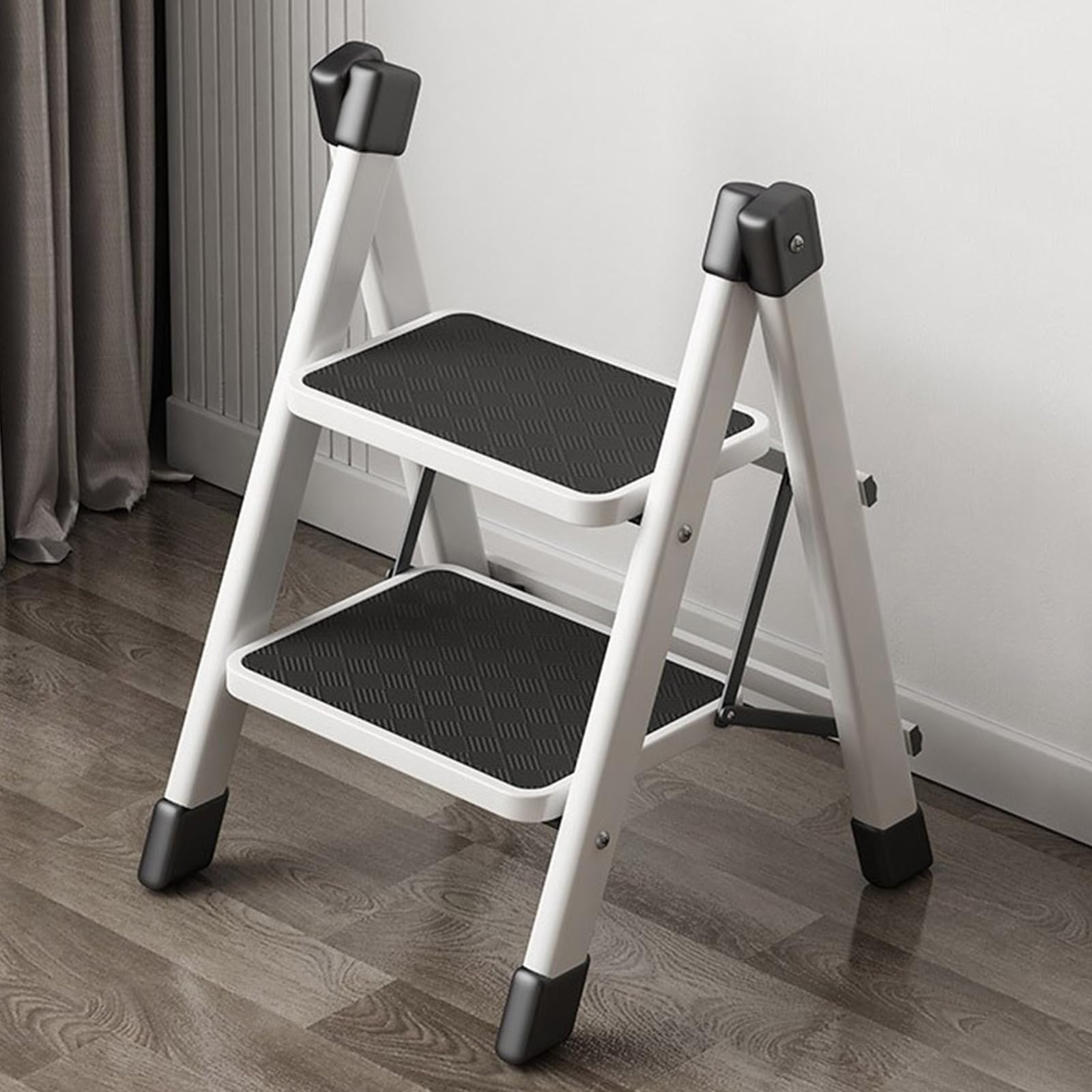 BAVIEN Folding Step Ladder with Anti-Slip Pedal, Lightweight Portable Ladders Folding Step Stool Strong Load-bearing Capacity, Decorative Ladder for Home, Kitchen, Office (2 Step)