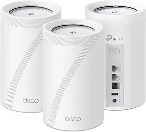 TP-Link Deco BE67 Tri-Band WiFi 7 BE14000 Whole Home Mesh System | 8-Stream 14Gbps | 1×10G+1×2.5G Multi-gig Wired Backhaul | Up to 8100 Sq.ft | VPN, HomeShield, MLO, 320 MHz, AI-Roaming (3-Pack)
