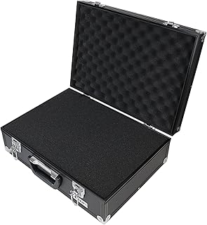 HMF 14501-02 Valigetta per Fotocamera in Alluminio, Custodia per Pistole con Schiuma Raster | 46 x 33 x 15 cm | Nero