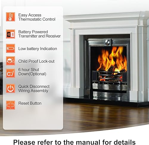 Miniatura 6 de Control remoto de chimenea, termostato, kit de encendidoapagado remoto de chimenea de gas, para válvula de gas millivolt, compatible con ambientes,