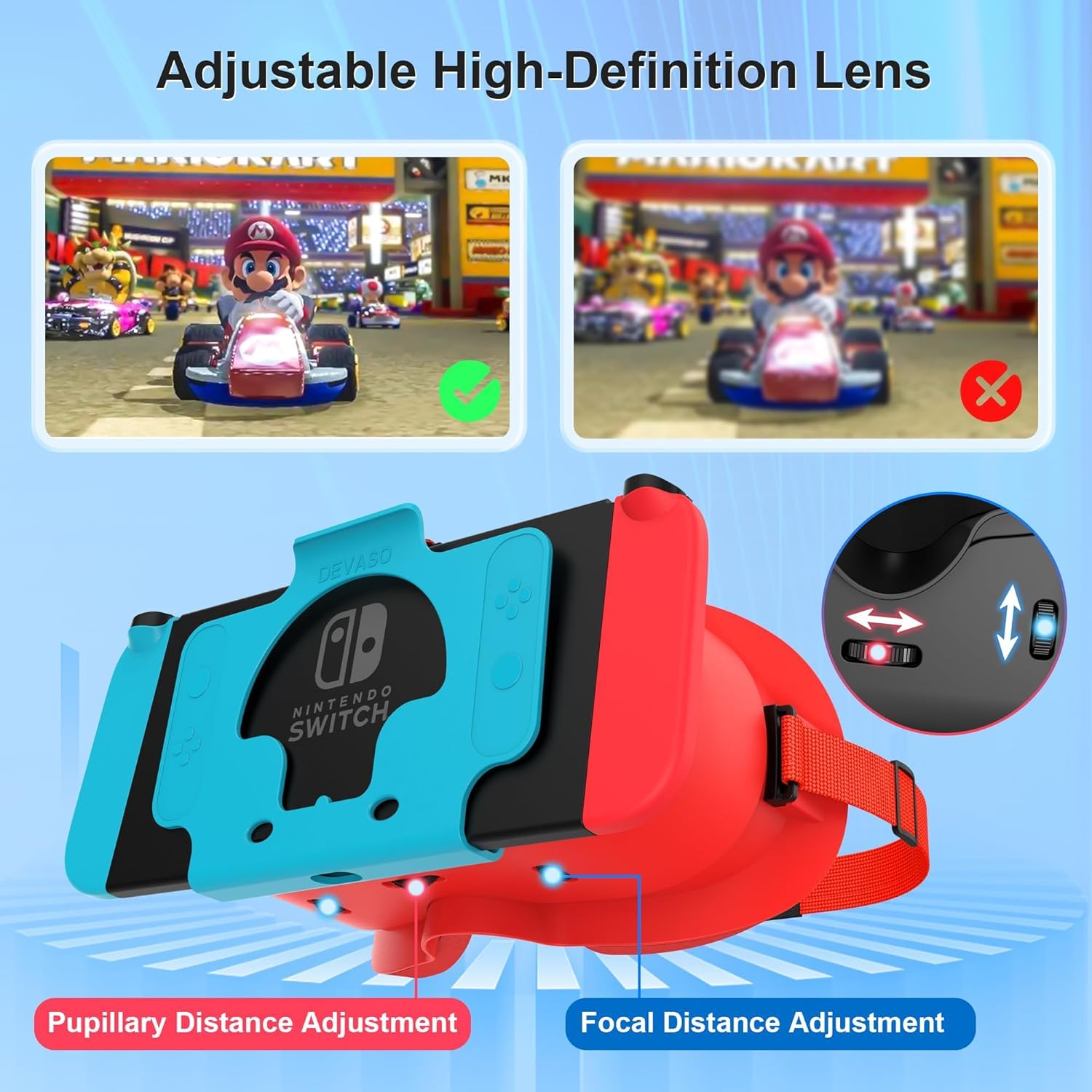 Auriculares de realidad virtual mejorados para Nintendo Switch y Switch OLED, gafas de realidad virtual con lentes HD ajustables y cómoda diadema, Labo VR Kit Gafas 3D para accesorios de conmutación — view 7