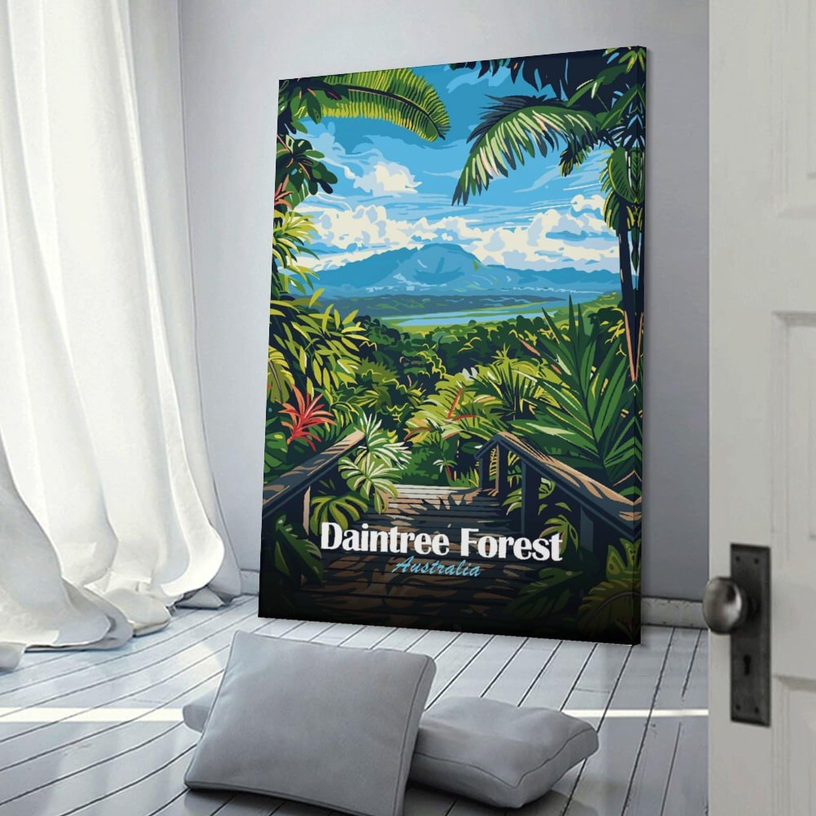 Junmoney Wall Decor Canvas Print Daintree Forest, Australia, 24x36inch(60x90cm), for Bedroom Walls, Guest Spaces Or Lounges, Decorative Wall Art for Cosy Rooms