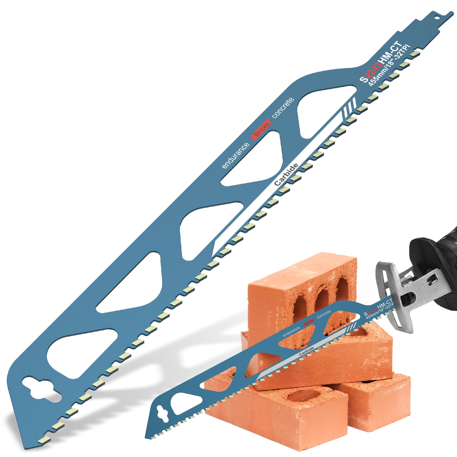 RHAIQBVC Reciprocating Saw Blade, Universal Carbide, Concrete Sabre Saw Blade, Alloy Steel, Masonry Cutting Blade for Cement Composite Panel Bricks (18in)