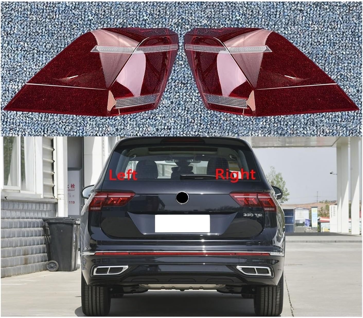 Auto Tail Lamp Light Case Compatible For VW Tiguan L 2022 2023 2024 Car Taillight Cover Lampshade Lampcover Caps Taillamp Shell(Outside Left)