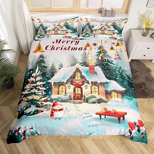 Miniatura 25 de Funda de edredón de Papá Noel, juego de ropa de cama para niños, funda de edredón de flores rosas para decoración de habitación de niños y niñas,