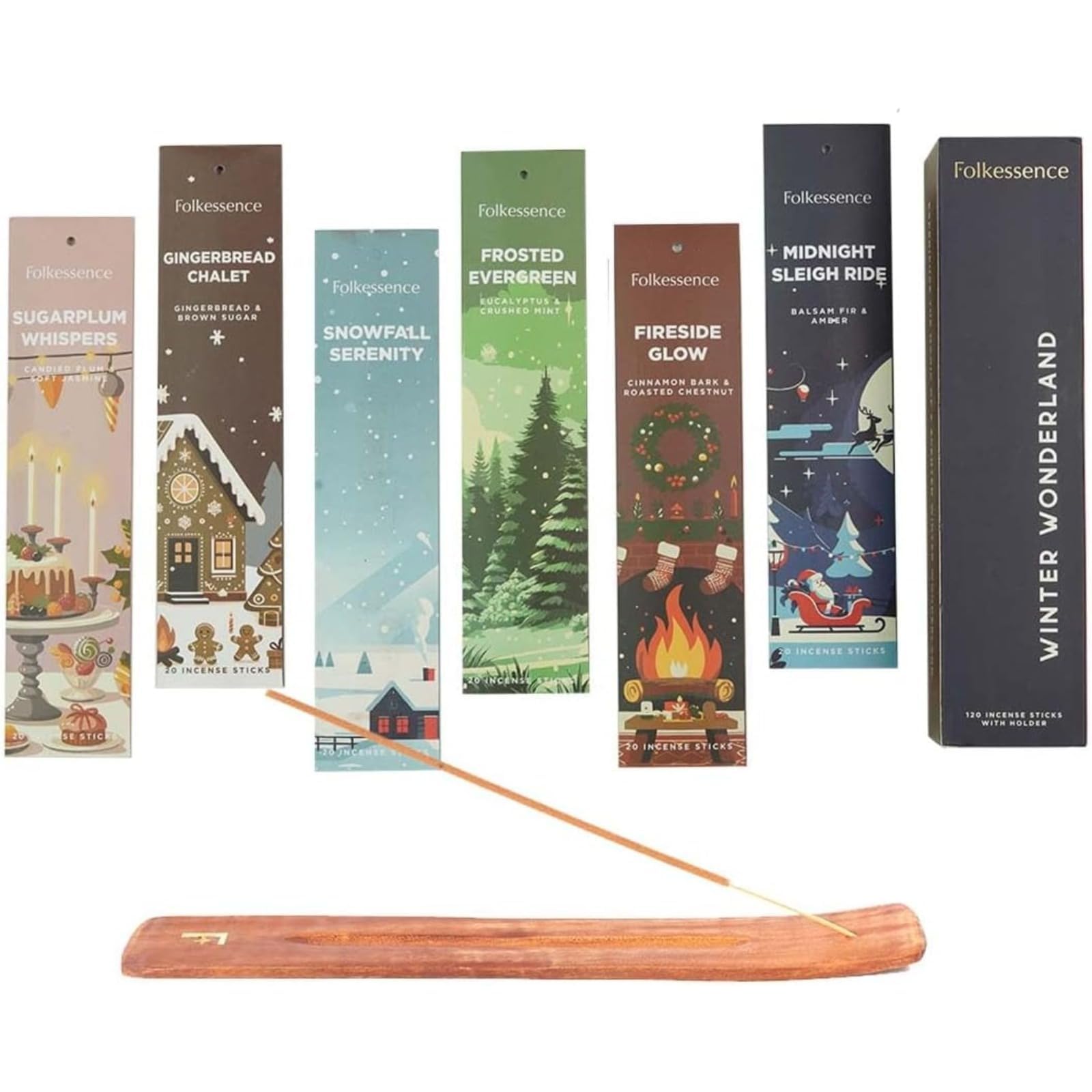 Folkulture Fall Incense Sticks Cedarwood & Amber, Set of 6-120 Sticks