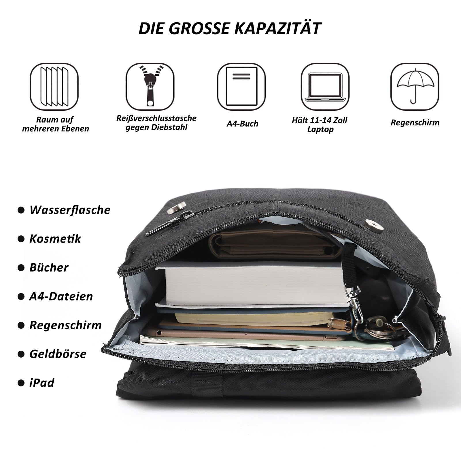 TANTOMI Rucksack Damen Tagesrucksäcke mit Laptopfach & Anti Diebstahl Tasche Reiserucksack Damen Laptop Rucksack Backpack für Ausflüge Uni Schule und Büro