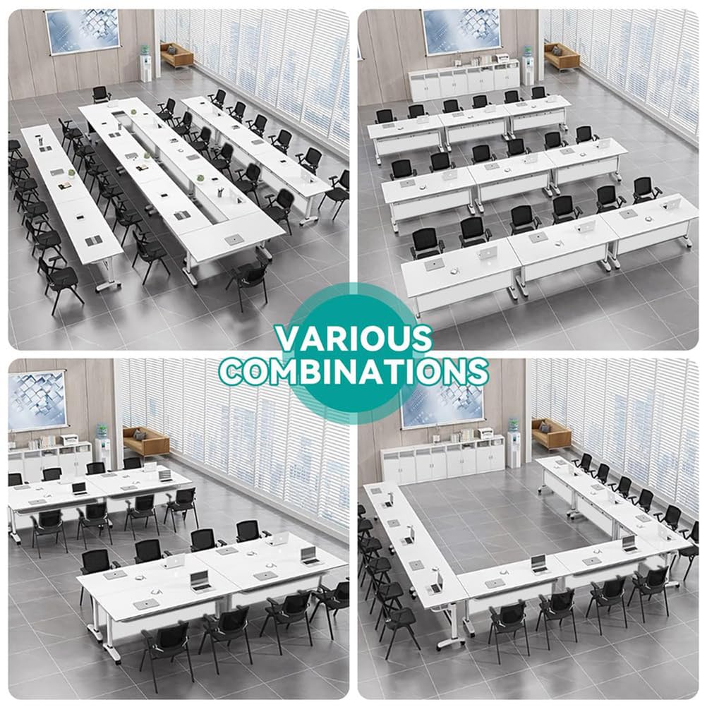 Mesa de conferencias Plegable Grande y Moderna con Ruedas, Escritorio para seminarios y capacitación, Mesa de Oficina y Sala de reuniones Rectangular de 120x40x75cm.