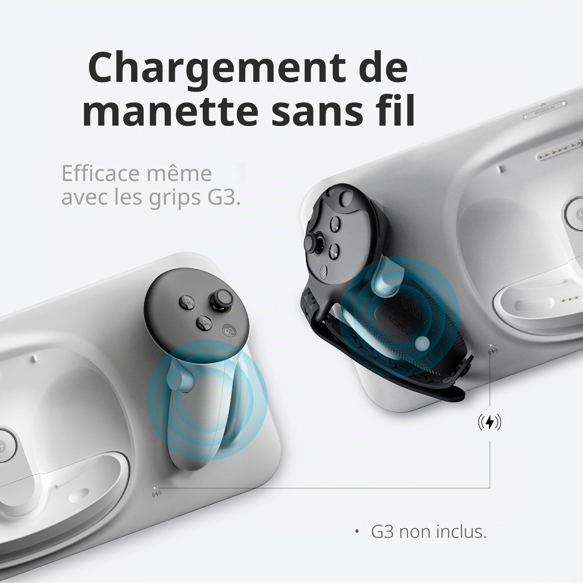 BOBOVR Station de Charge D3, Chargement sans Fil pour contrôleur, Charge Rapide B100, Compatible avec Quest 3