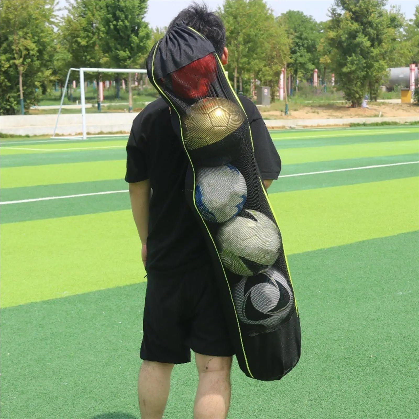 Borsa da calcio con 2 palloni, tracolla regolabile, traspirante, coulisse, for sport di squadra, tennis, nuoto, yoga, all'aperto per Palla