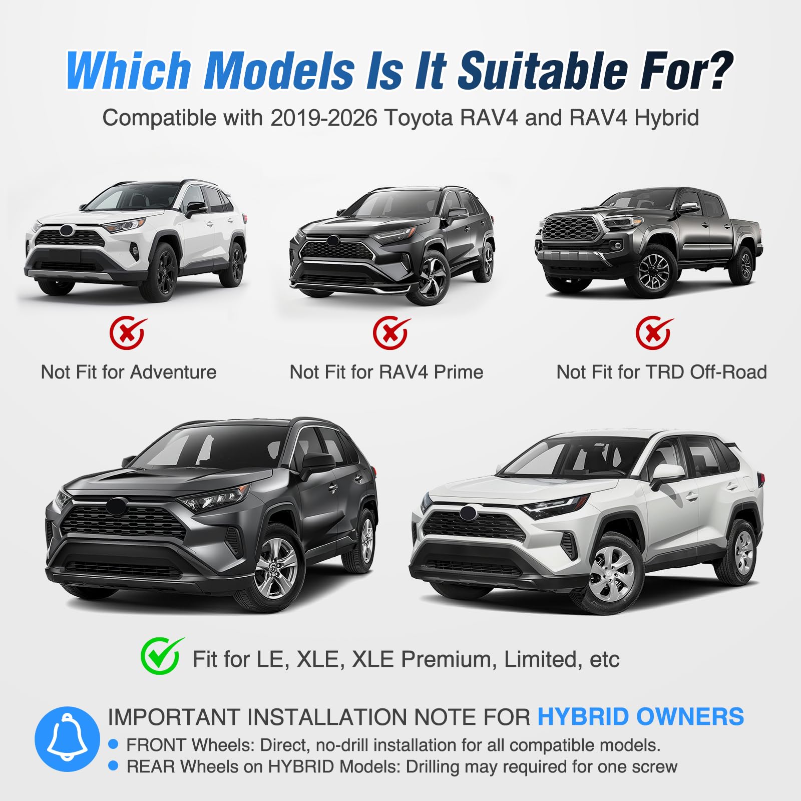 Nilight Paraspruzzi per Toyota RAV4 2019 2020 2021 2022 2023 2024 2025, senza foratura di precisione accessori esterni protezione antispruzzo resistente, set anteriore e posteriore