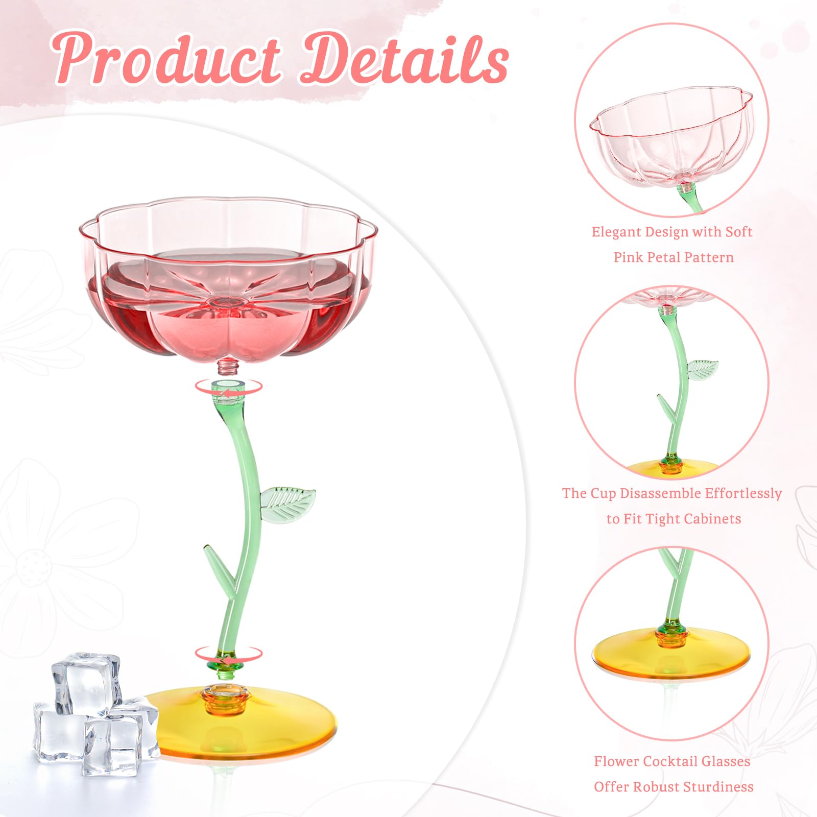 Pink Plastic Cocktail Glasses - 24 Pack -3