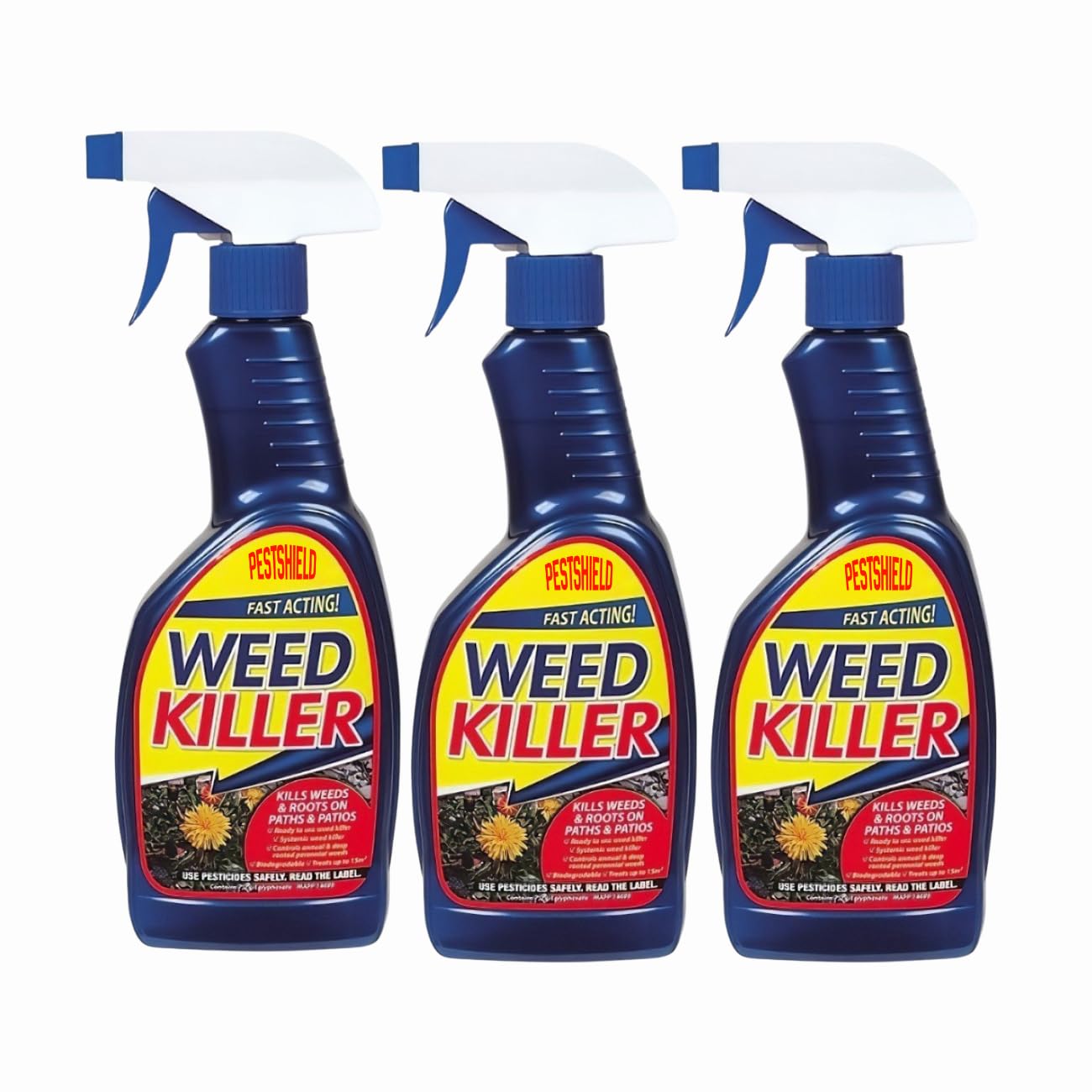 3 x Pest Shield Fast acting weed Killer 500ml spray Powerful glyphosate formula