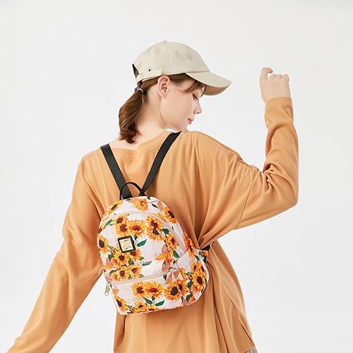 Vista 4 de Cusangel Mochila para niñas y niños, linda y con múltiples compartimentos, mochilas para niños y niñas, ligera y duradera, Girasol Blanco, Girasoles