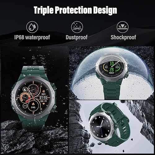 Miniatura 6 de Relojes inteligentes militares para hombres (respuestahacer llamadas), reloj de fitness HD de 1.39 pulgadas, monitor de sueño de frecuencia cardíaca