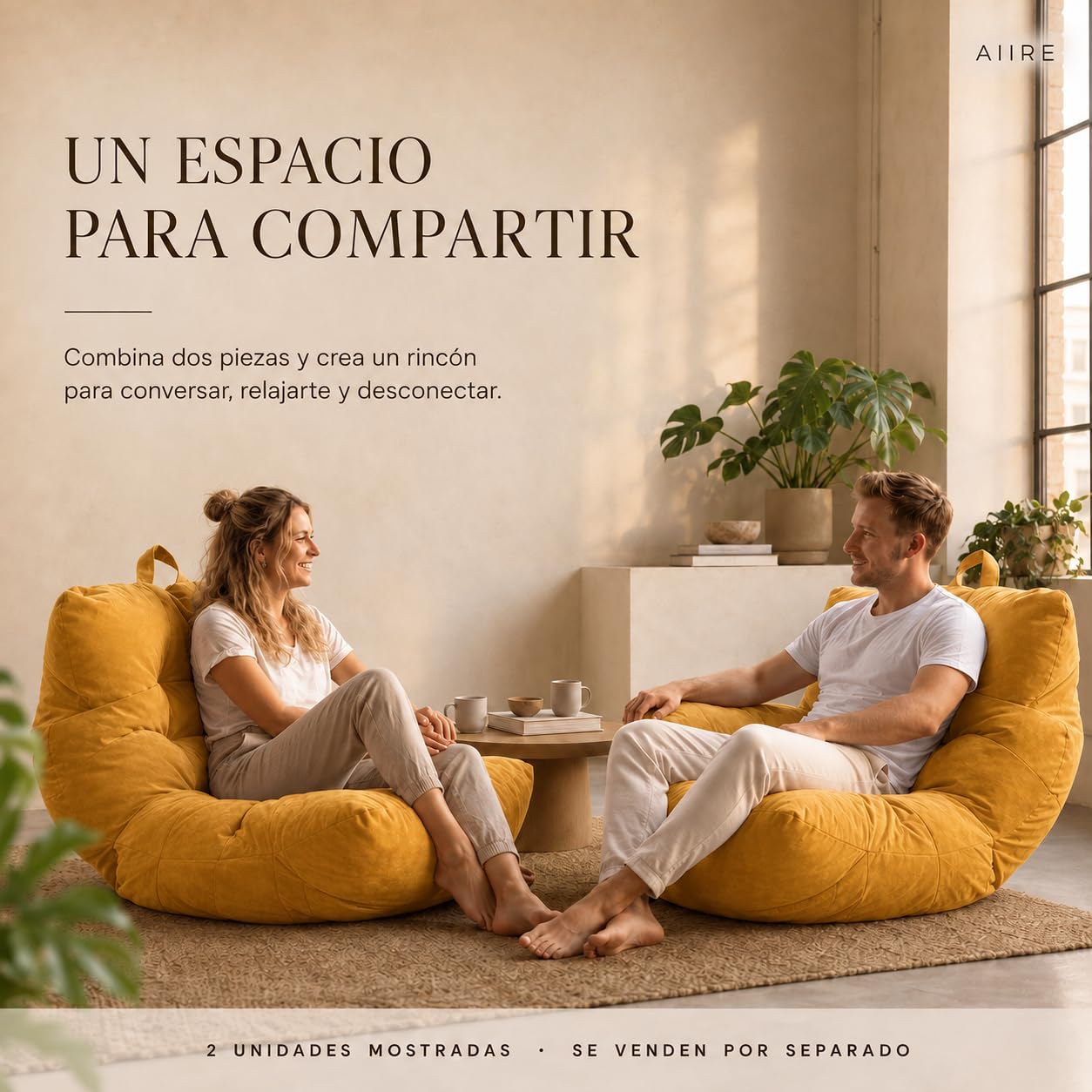 Aiire Relaxo Sitzsack XXL für Kuschelecke - Bean Bag Design aus Samtstoff mit Füllung - Riesen Sitzsäcke Erwachsene, Sitz Sack Flauschig - Bodenkissen Grob, Bodenstuhl, Bodensessel Gelb