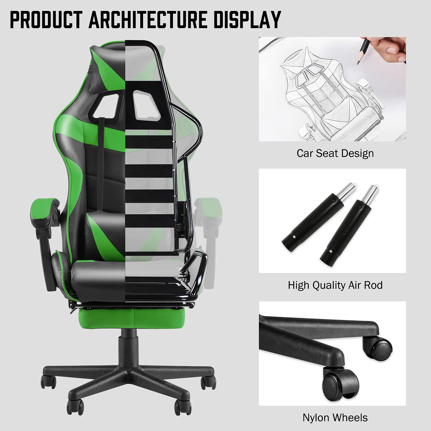 Buy Soontrans Game Chairs for Adult,Green Gaming Chair with Footrest