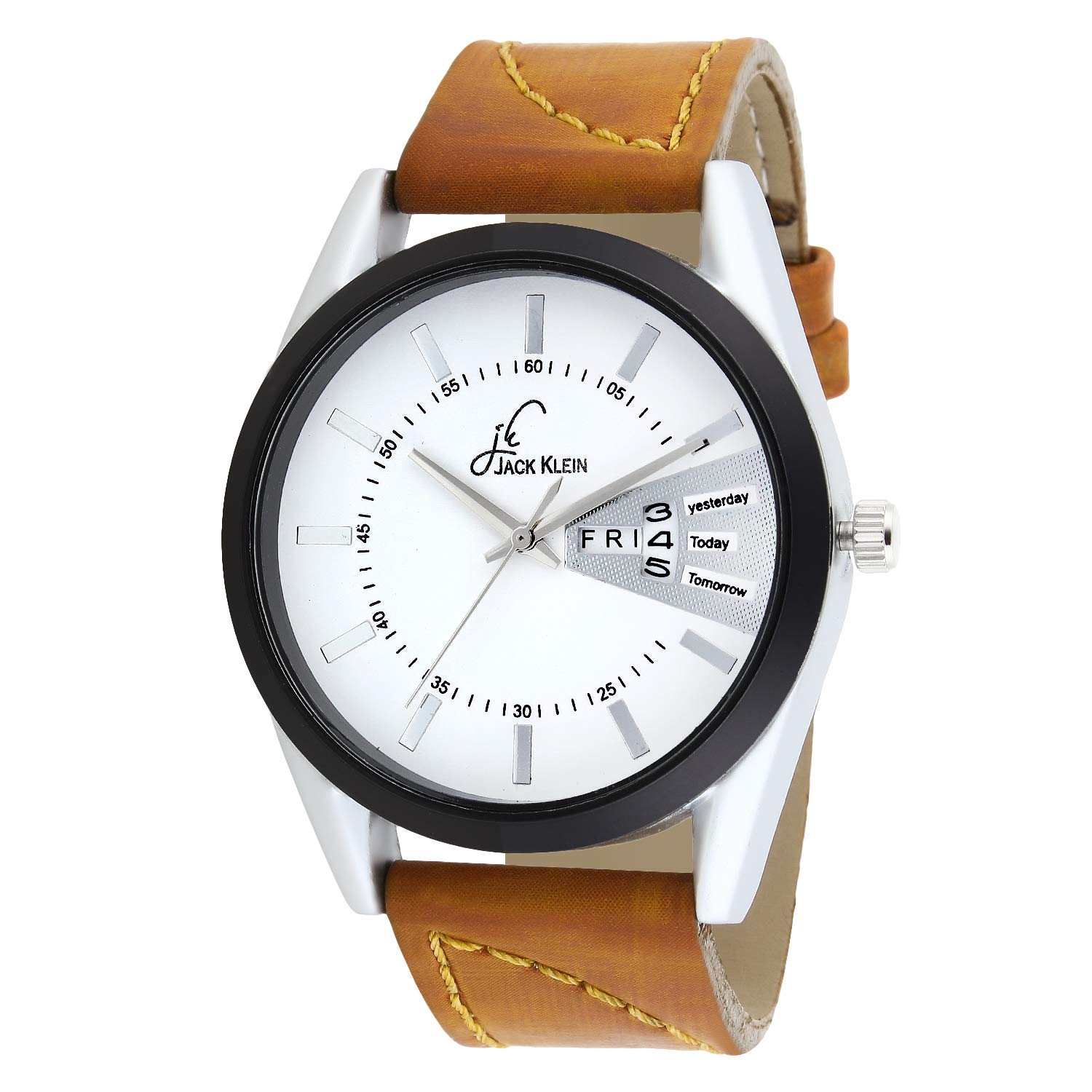 Jack Klein White Dial Day and Date Working Brown Strap Wrist Watch (B07JVDH288) Amazon Price History, Amazon Price Tracker
