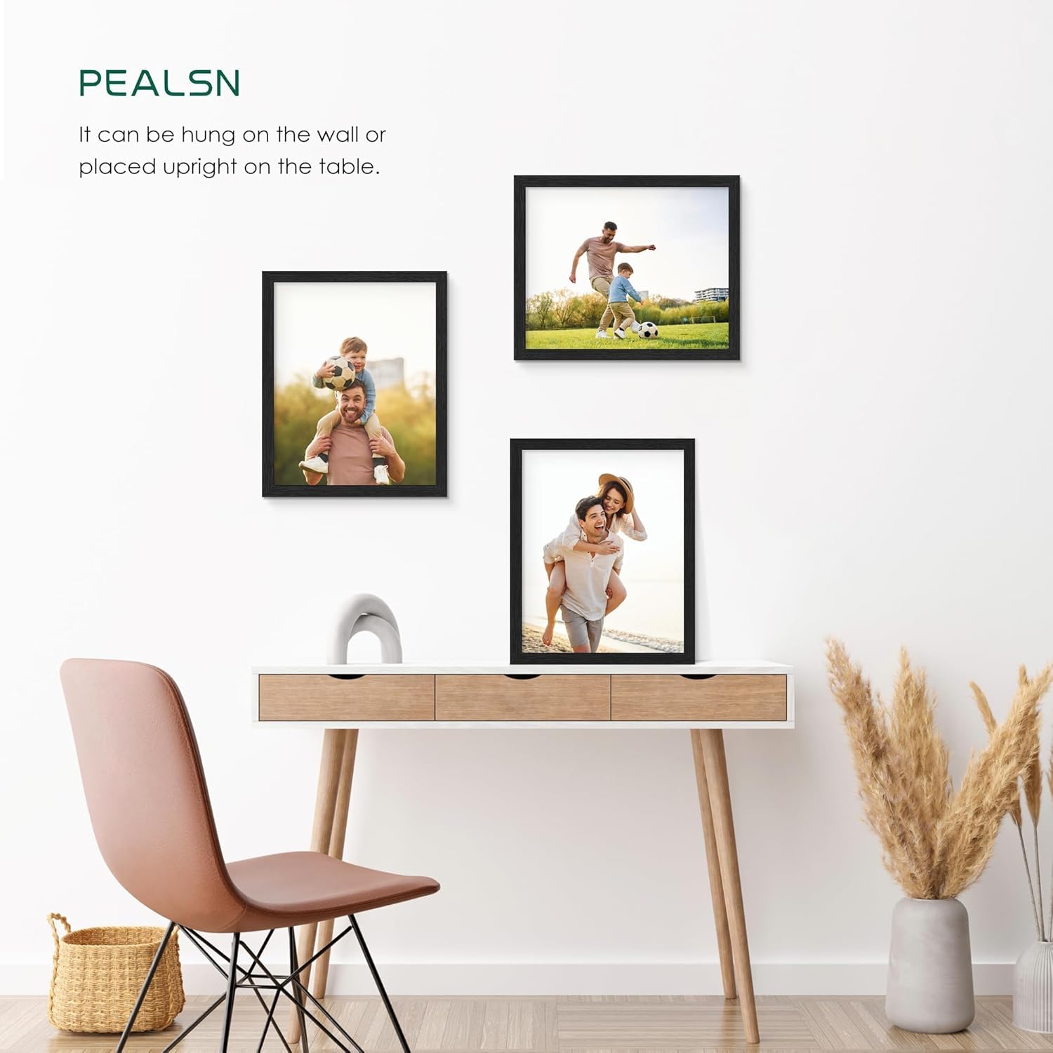 PEALSN 8x10 Picture Frame Set of 15, Wall Gallery Photo Frames for Wall Mounting or Tabletop Display, Black