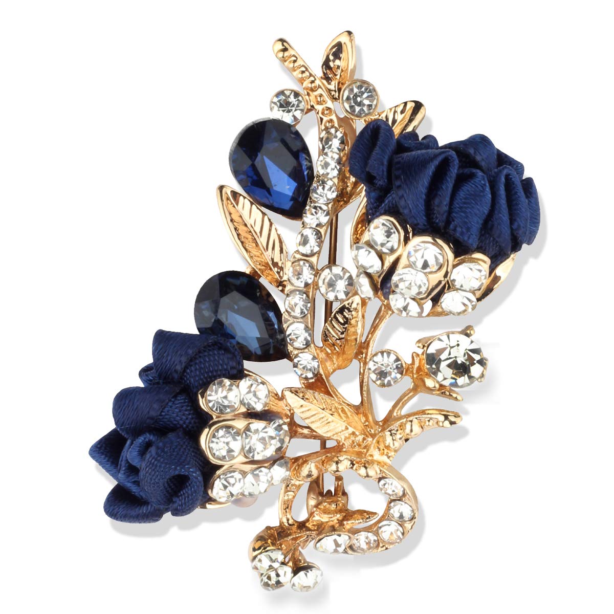 Panjatan Jewel Toned Blue Fabric Flower Bouquet Stud Pin Brooch-Men|Women|Girls Brooch (B08CMWKP94) Amazon Price History, Amazon Price Tracker