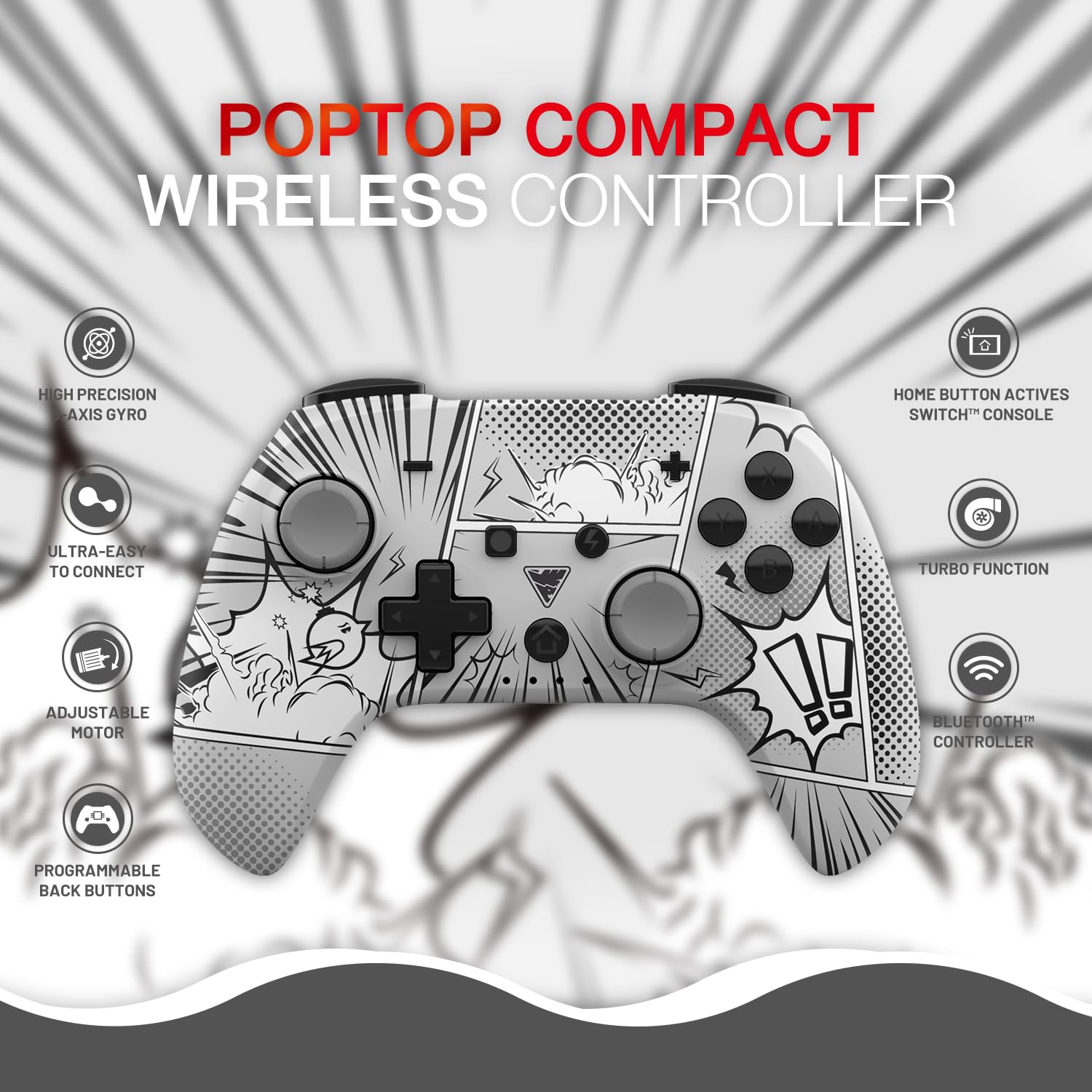 DragonShock - PopTop - Manette compacte sans fil Bluetooth compatible Nintendo Switch - Switch OLED - PC - Android