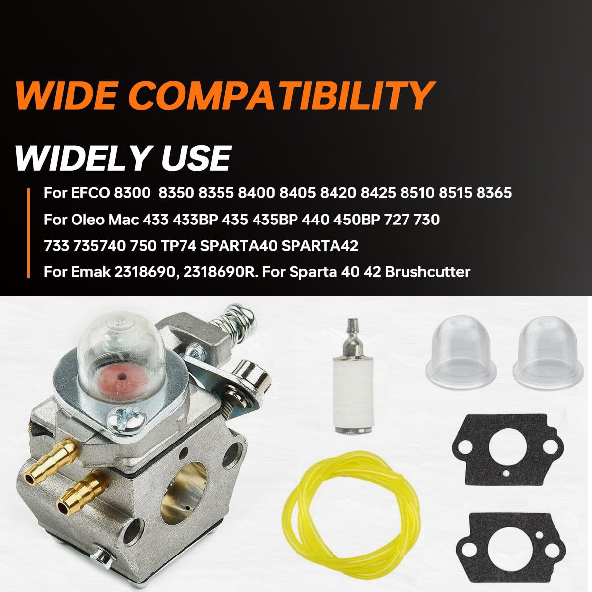 ZAMDOE Kit carburatore sostitutivo per Walbro WT460 WT-460 per EFCO 8300 8350 8355 8400 8405 8420 8425 8510 8515 8365 Decespugliatore, per Oleo Mac 433 435 440 727 730 733 per Emak 23 18690R