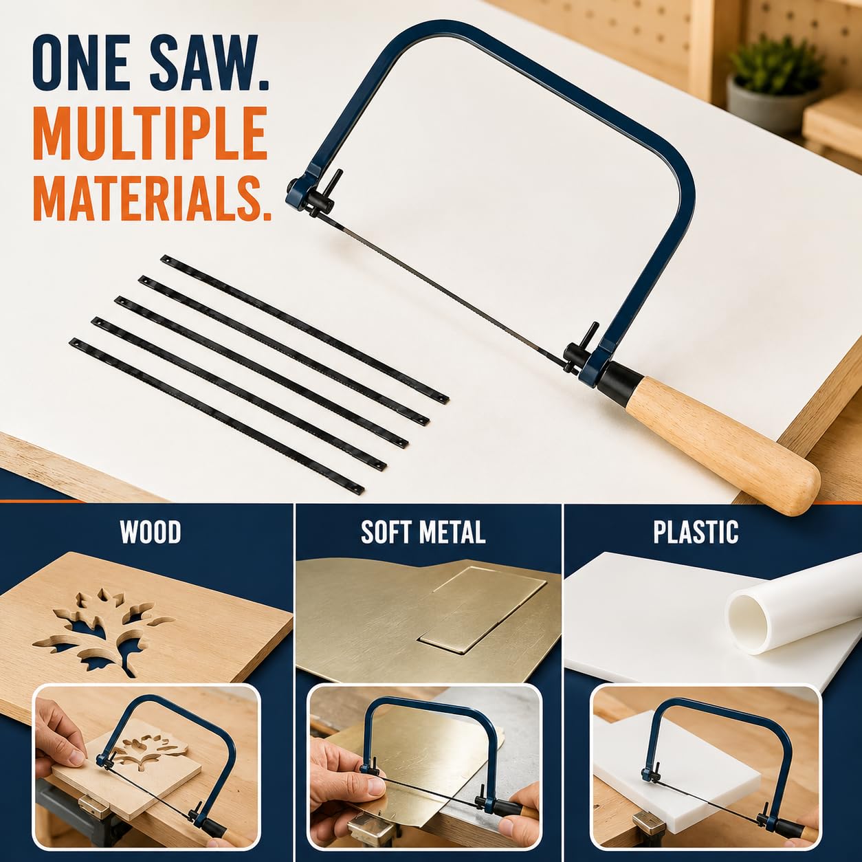 Coping Saw Frame Set - 5 Blades Included -6