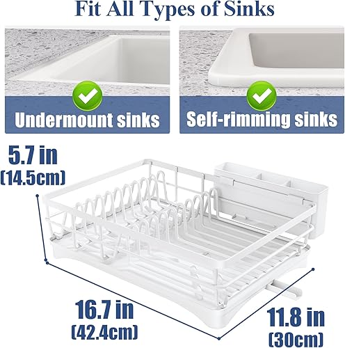 Miniatura 4 de Escurridor de platos para encimera de cocina, escurridor grande de 2 niveles con escurridor, escurridor de platos inoxidable con soporte para